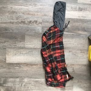 American Eagle Mens Hooded Button Down Flannel